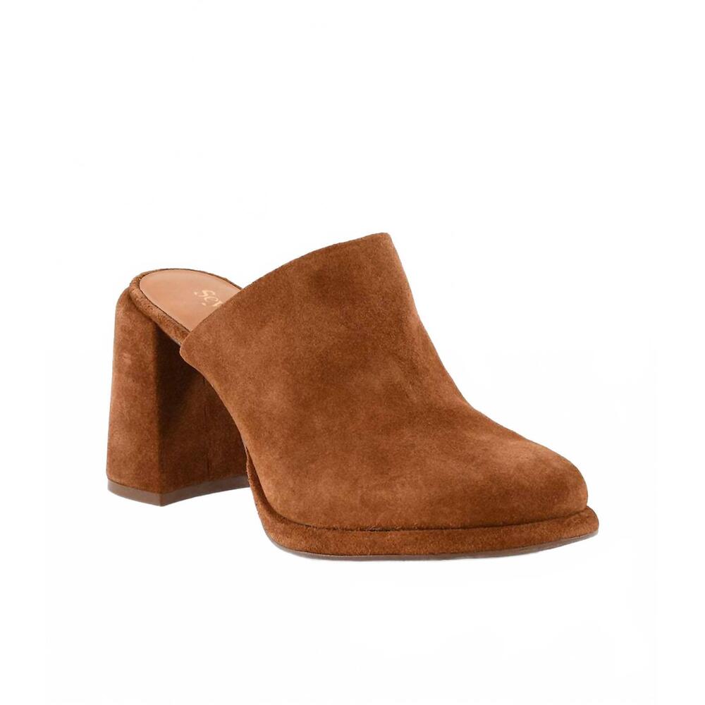 NEW SEYCHELLES women's honor suede high heel clogs in brown - Picture 3 of 10